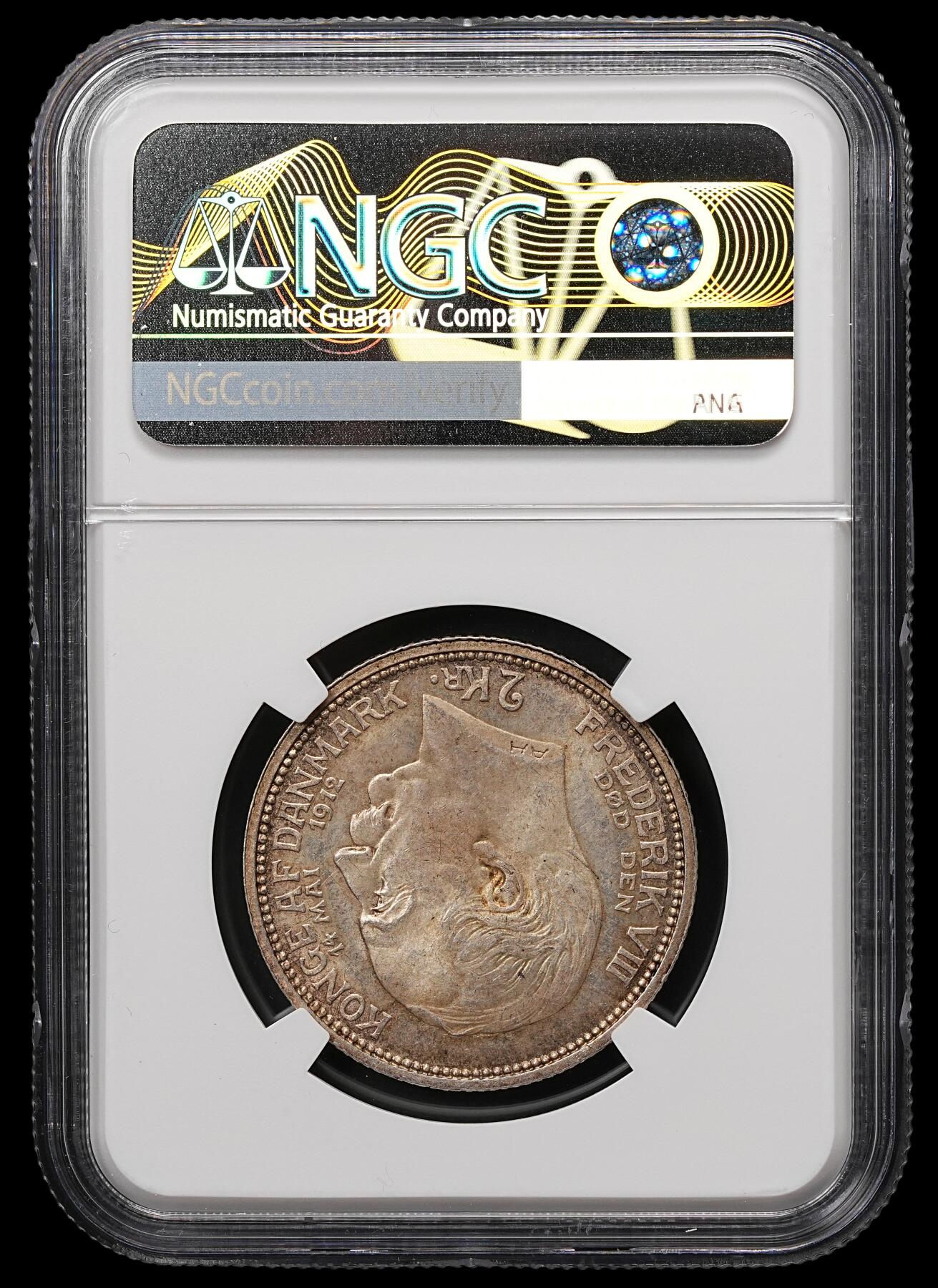 修遠堂世界钱币第107期 NGC MS64 1912年丹麦国王更迭纪念2克朗银币