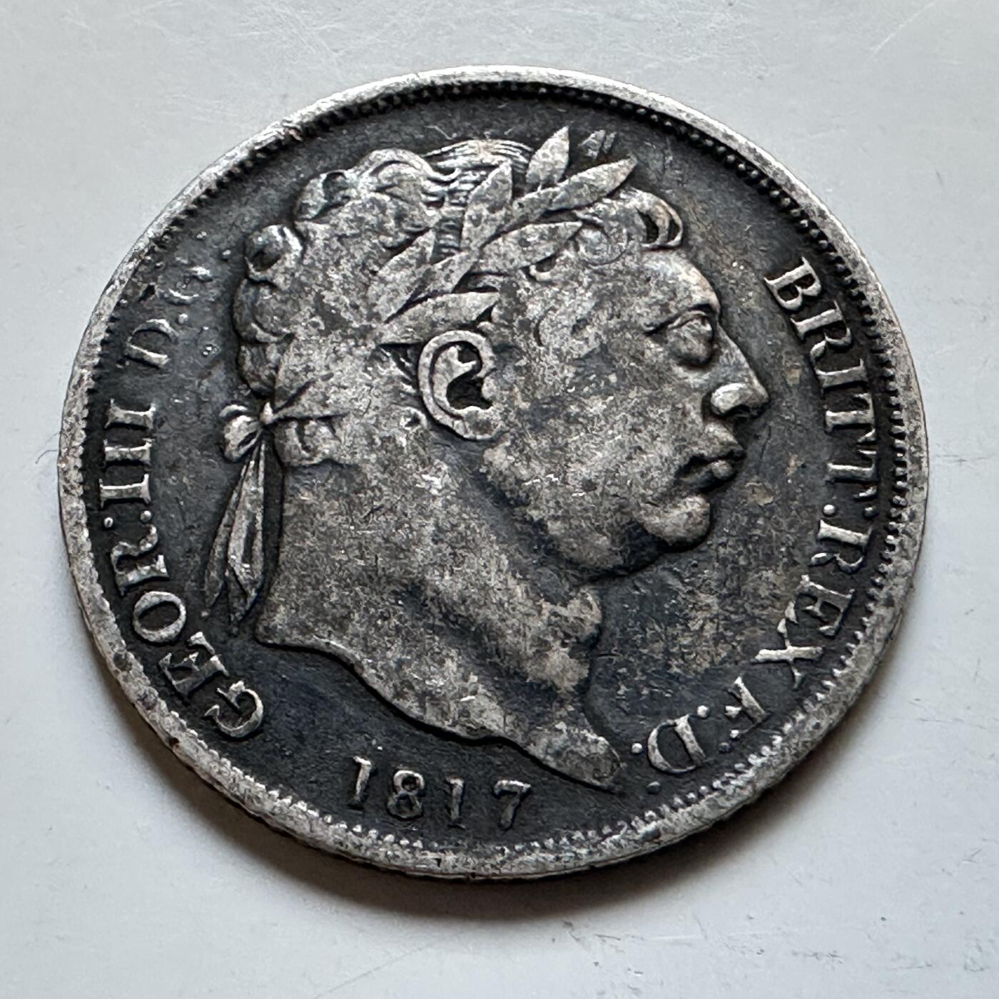 🌹外币初藏🌹🐯2026年第28场   每周二四六晚8️⃣点 接代拍 英国 1817年 乔治三世 6便士银币 92.5%银 2.7g 19.3mm