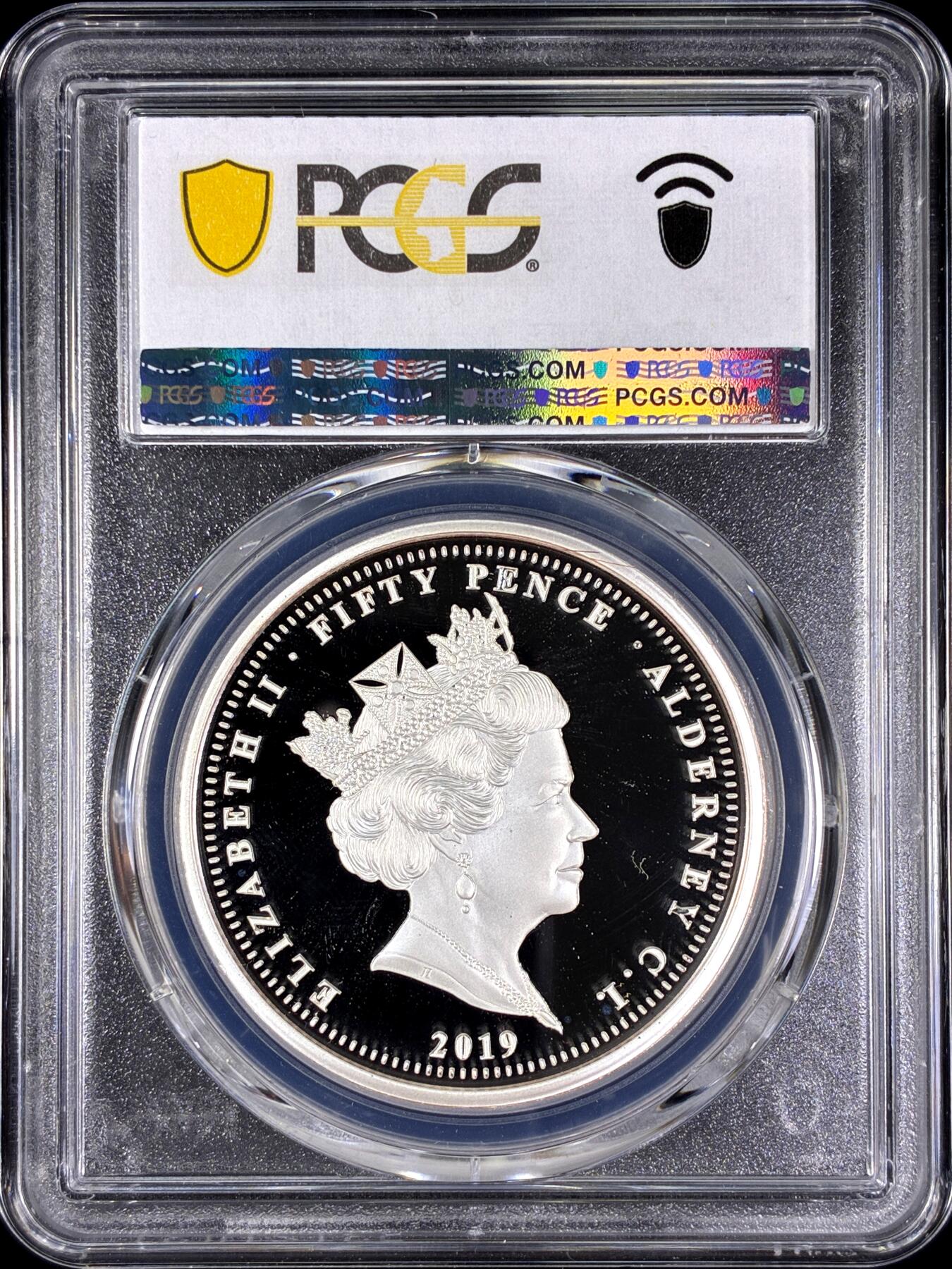 【雨安】【直播拍卖】【第0128期-评级币章】2026-03-14 周六 19:30 (金价1145, 银价22.39) [评级现代] Alderney 奥尔德尼 50便士 2019年 D-Day PCGS-PR70DCAM 精制币