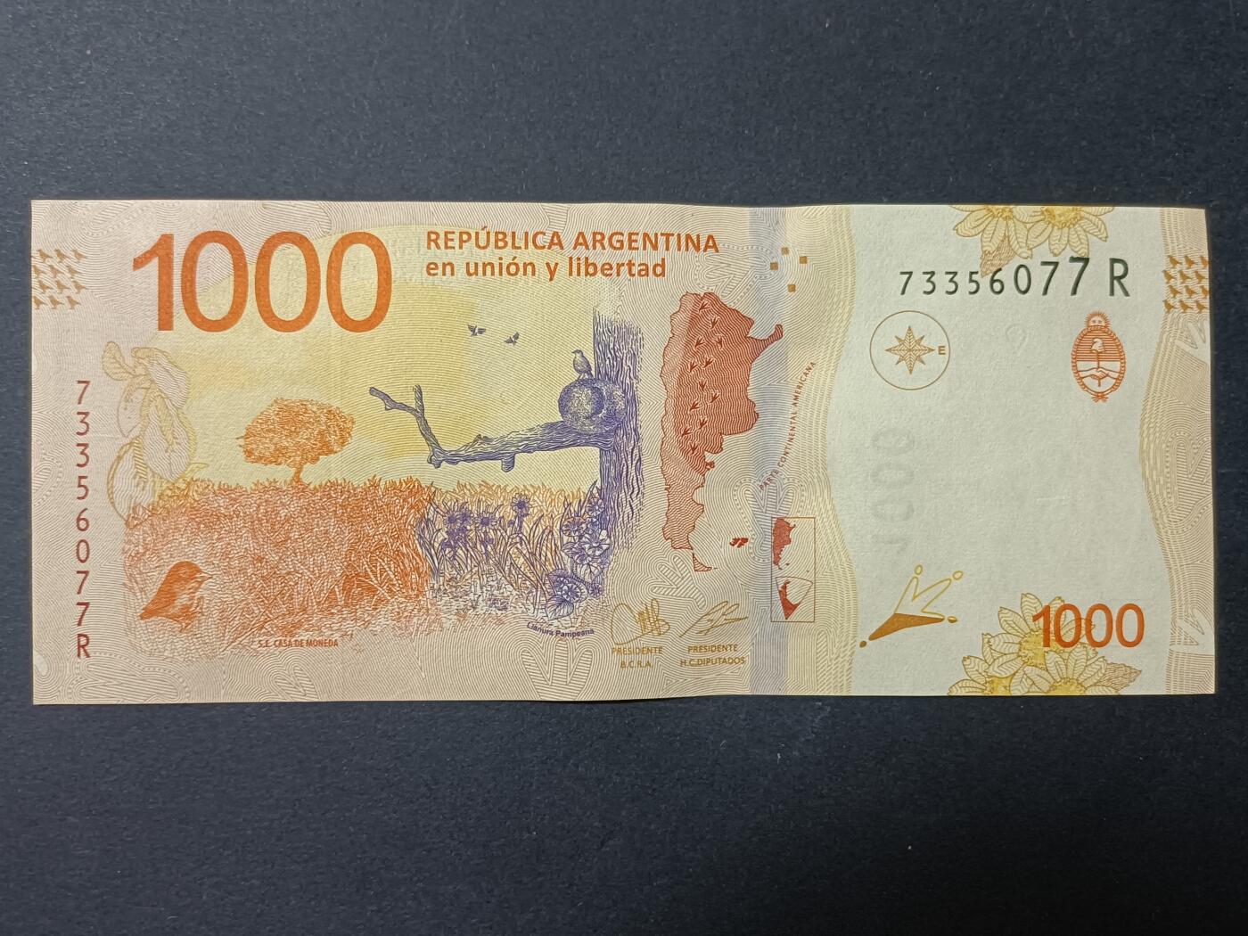 【游宝拍卖】丙午马年第11期 阿根廷-1000比索【动物版 全新UNC-】