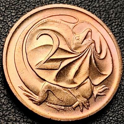 泉币菌-第208场-拍品多 请提前出价 - 美品 1984年 英属澳大利亚2分铜币 伞蜥蜴斗篷蜥 21.5mm