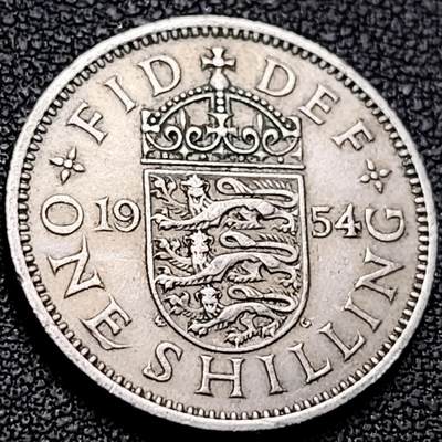 泉币菌-第207场-拍品多 请提前出价 - 英国1954年1先令铜镍币 三师纹章 伊丽莎白二世女王  23.5mm 