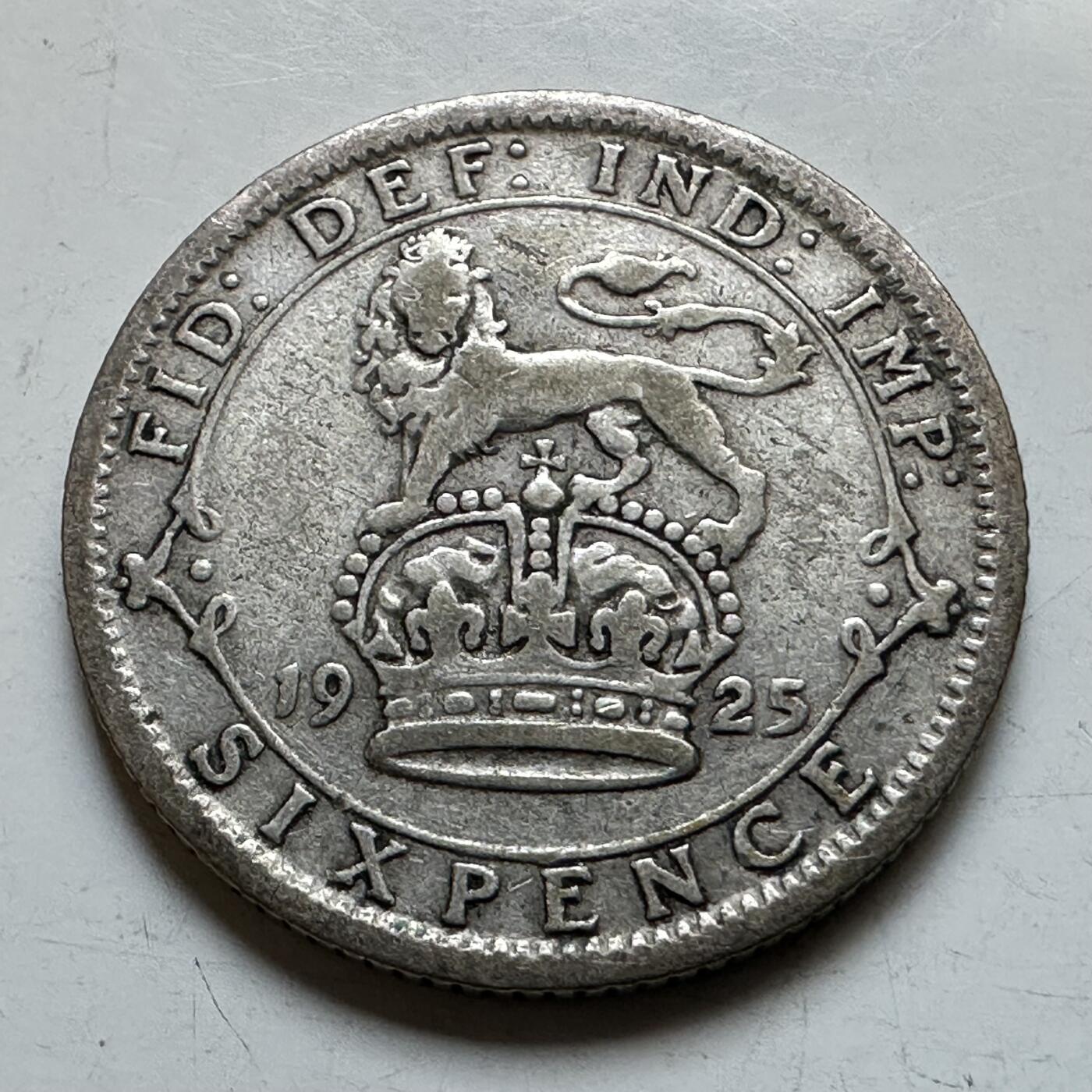 🌹外币初藏🌹🐯2026年第28场   每周二四六晚8️⃣点 接代拍 英国 1925年 乔治五世 6便士银币 50%银 2.83g 19.4mm