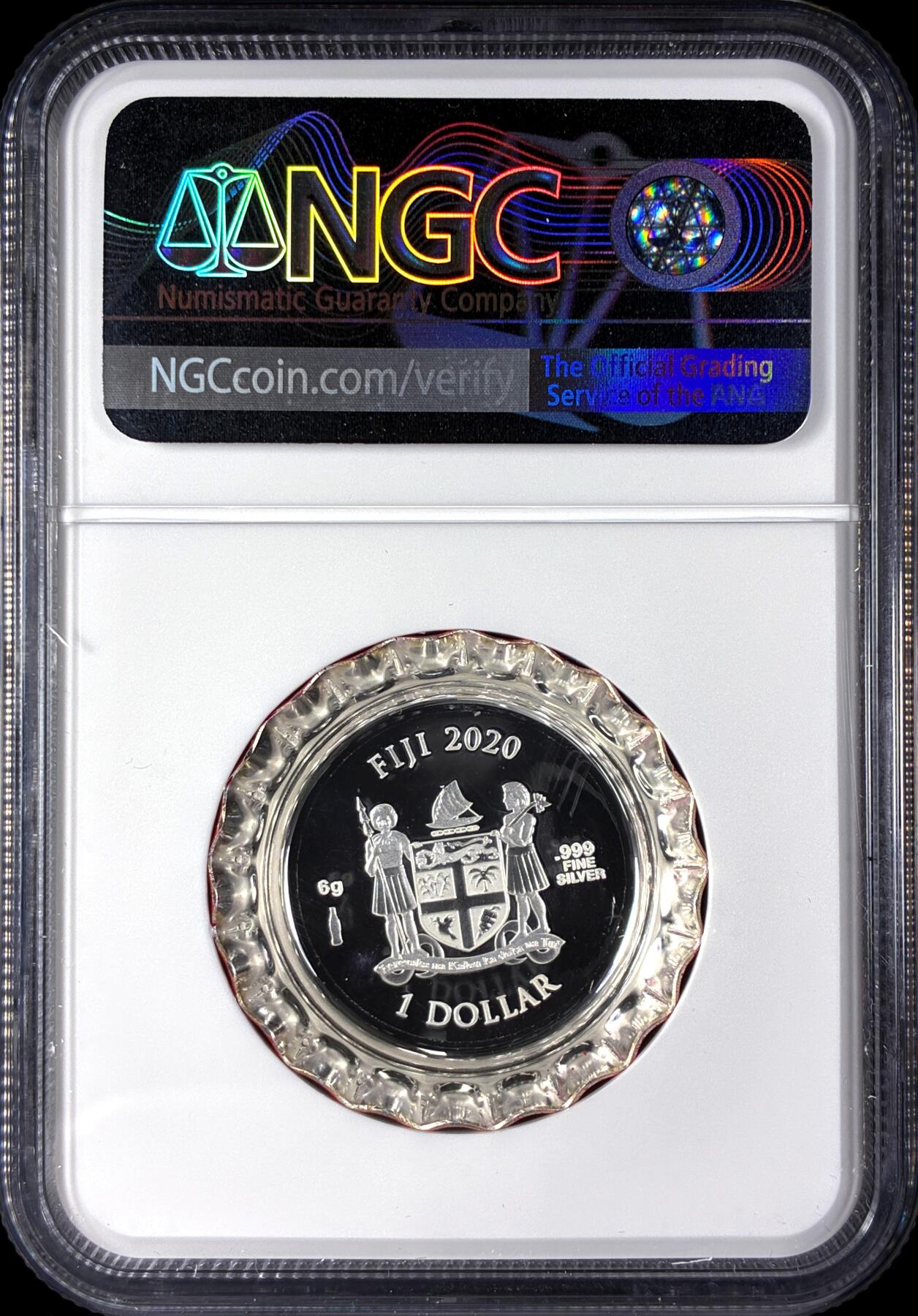 【雨安】【直播拍卖】【第0128期-评级币章】2026-03-14 周六 19:30 (金价1145, 银价22.39) [评级现代] Fiji 斐济 1元 2020年 可口可乐瓶盖 中国版 NGC-PF69UC