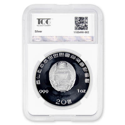 1994年朝鲜-金日成逝世纪念银币1盎司999纯银纪念币TQG评级 66 1994年朝鲜-金日成逝世纪念银币1盎司999纯银纪念币TQG评级 66