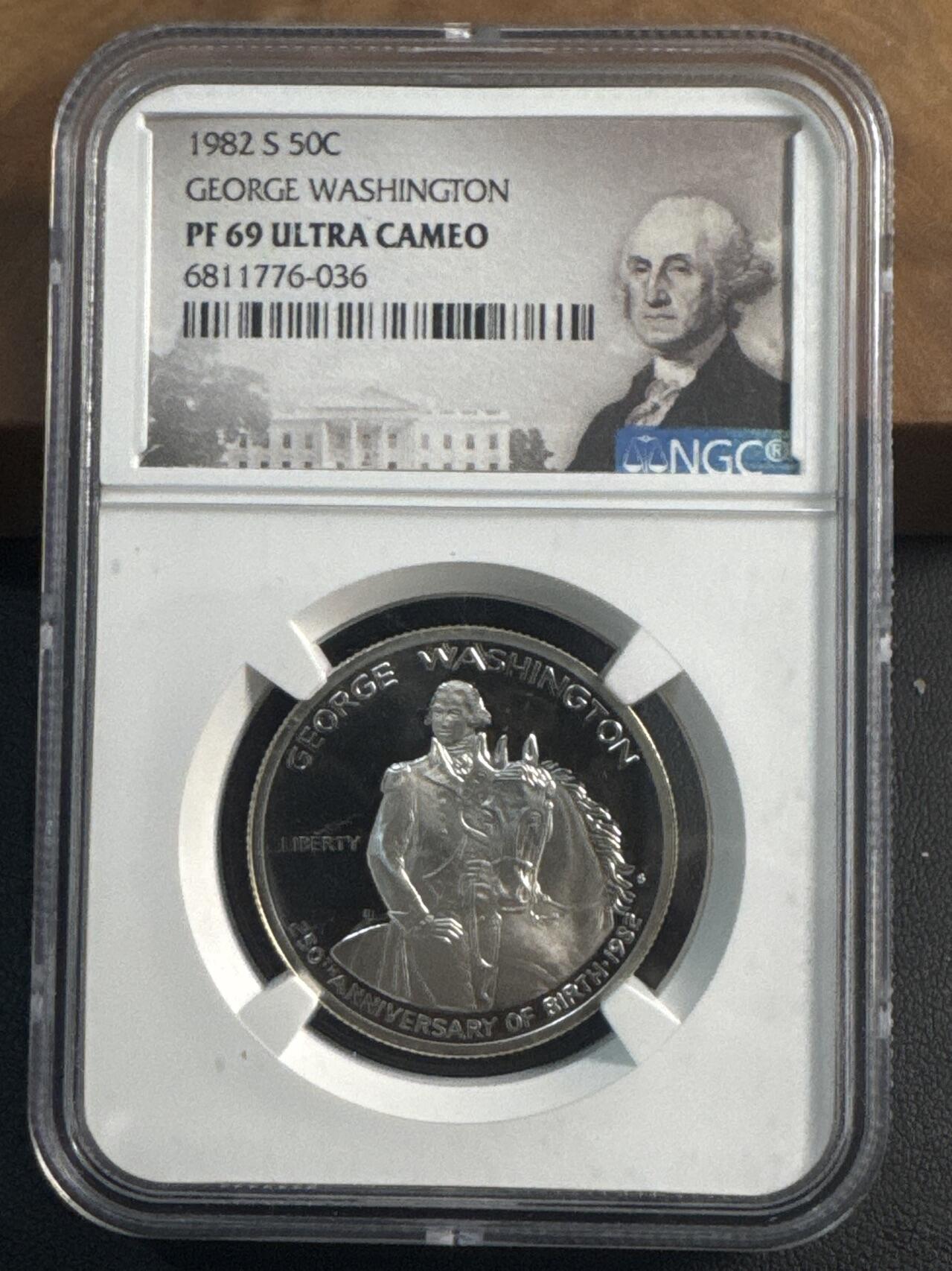 ❤️【币观天下】❤️ 第344期钱币秒杀拍卖场- 2026.3.6周五晚上6点半场 长期征集拍品  1982年美国乔治华盛顿总统纪念银币NGC PF69