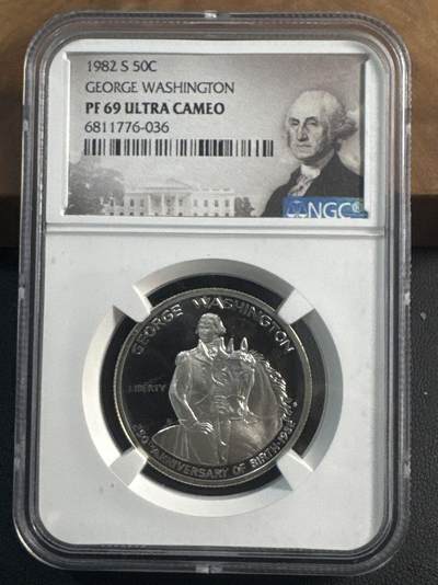 ❤️【币观天下】❤️ 第344期钱币秒杀拍卖场- 2026.3.6周五晚上6点半场 长期征集拍品  - 1982年美国乔治华盛顿总统纪念银币NGC PF69