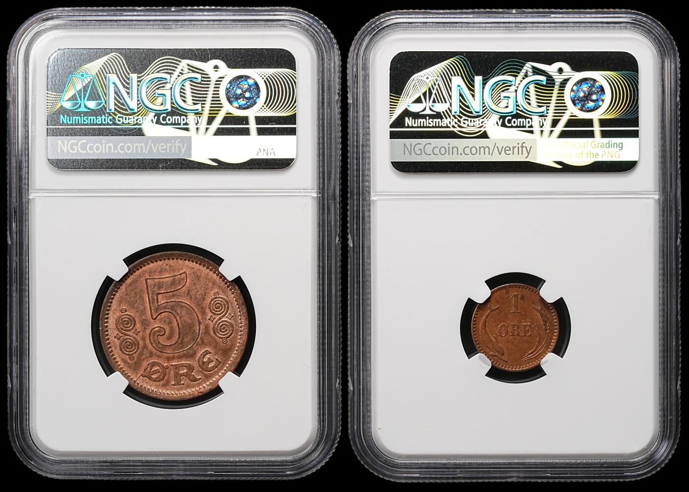 修遠堂世界钱币第107期 NGC评级 丹麦铜币两枚