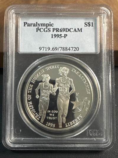 ❤️【币观天下】❤️ 第344期钱币秒杀拍卖场- 2026.3.6周五晚上6点半场 长期征集拍品  - 1995年美国奥运会盲人跑步纪念银币PCGS PR69