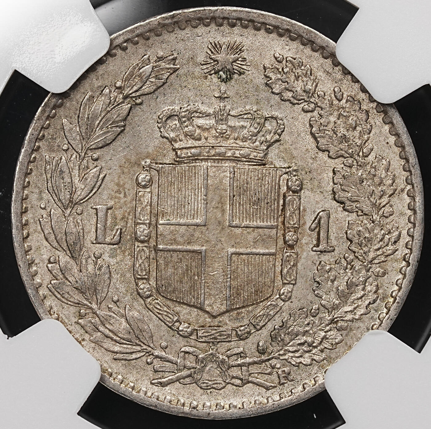 修遠堂世界钱币第107期 NGC MS63 1900年意大利1里拉银币，少见的年份，充分流通品种，MS有分少见