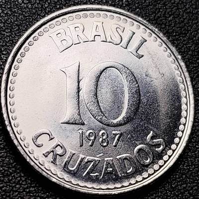 泉币菌-第208场-拍品多 请提前出价 - 原光极美 1987年 巴西10克鲁扎多硬币 星徽 美洲币