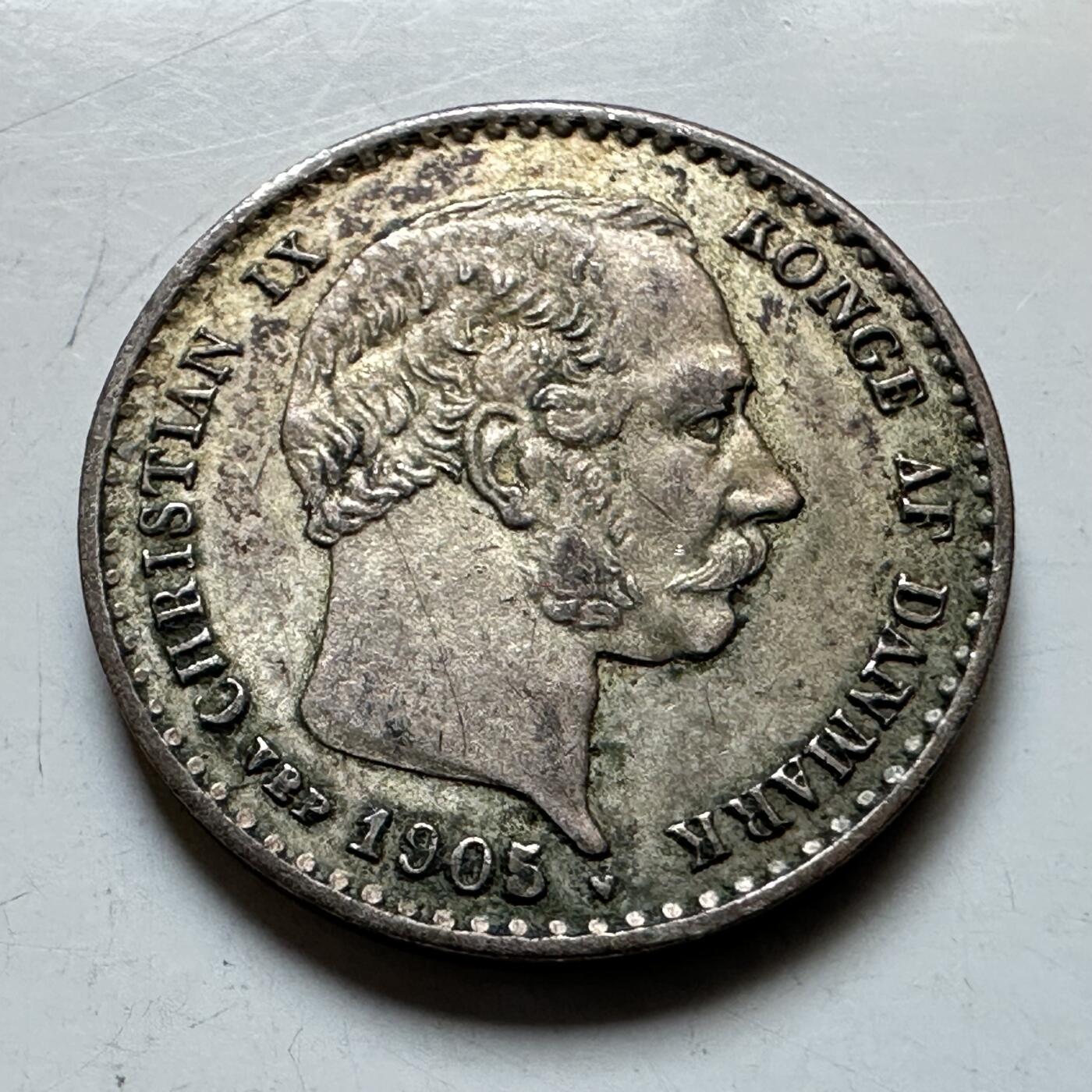 🌹外币初藏🌹🐯2026年第28场   每周二四六晚8️⃣点 接代拍 丹麦 1905年 克里斯蒂安九世 10欧尔银币 40%银 1.73g 16mm