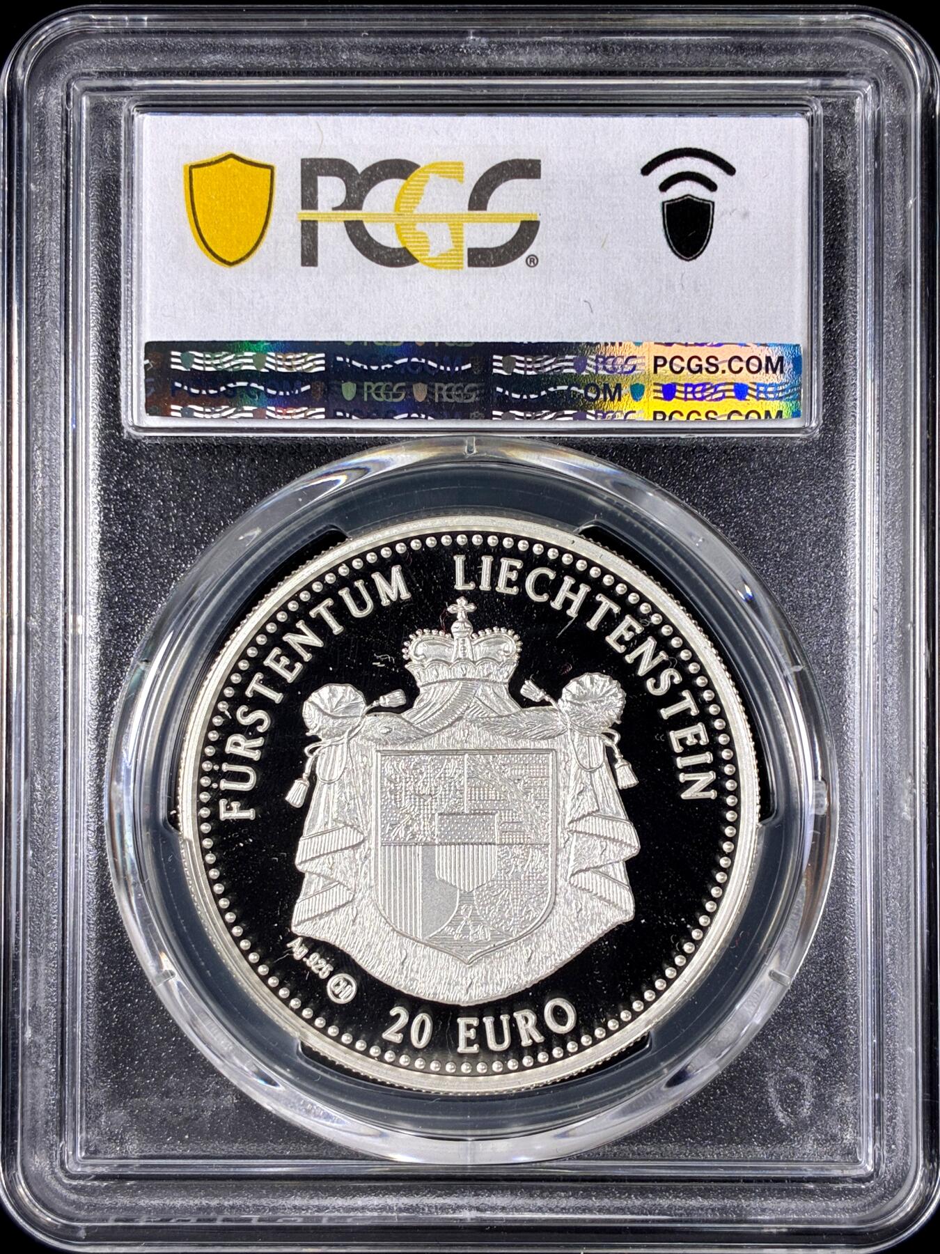 【雨安】【直播拍卖】【第0128期-评级币章】2026-03-14 周六 19:30 (金价1145, 银价22.39) [评级现代] Liechtenstein 列支敦士登 20埃居 1996年 PCGS-PR69DCAM 精制币