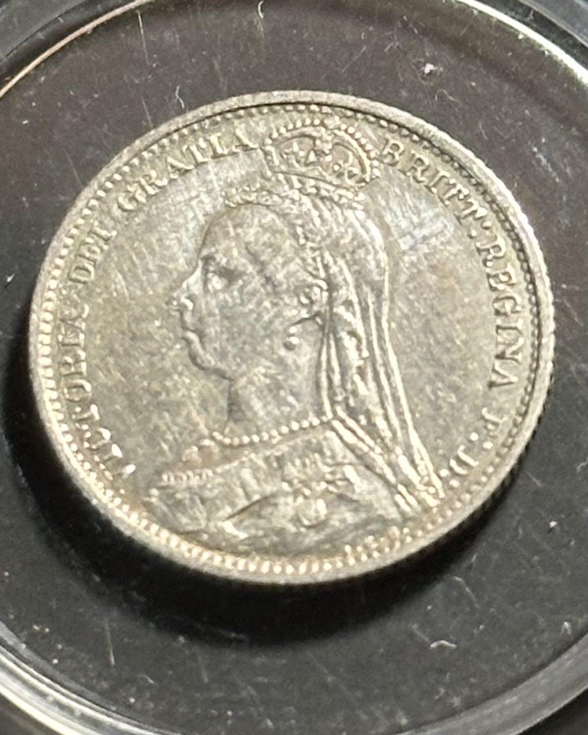 丙午马年三月第二场 精品更新 原光品质！1887年尖冠6便士银币！非常精美！