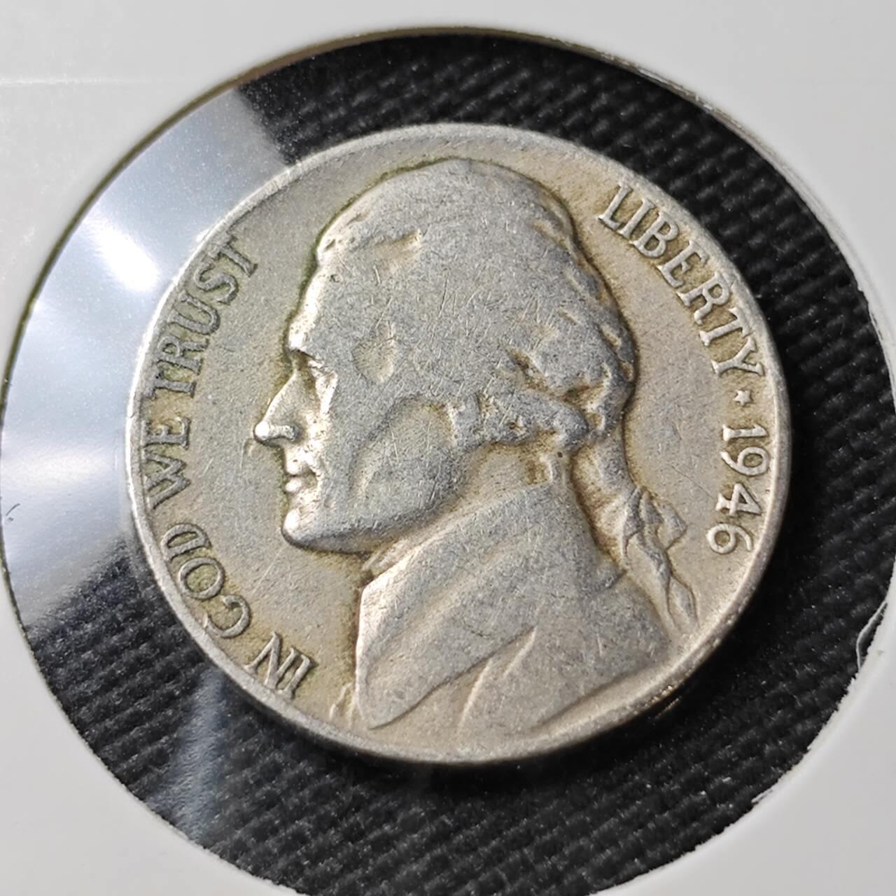 KK钱币收藏小铺   第405期 2月预留时间 周末发货 1946美国5美分 镍币