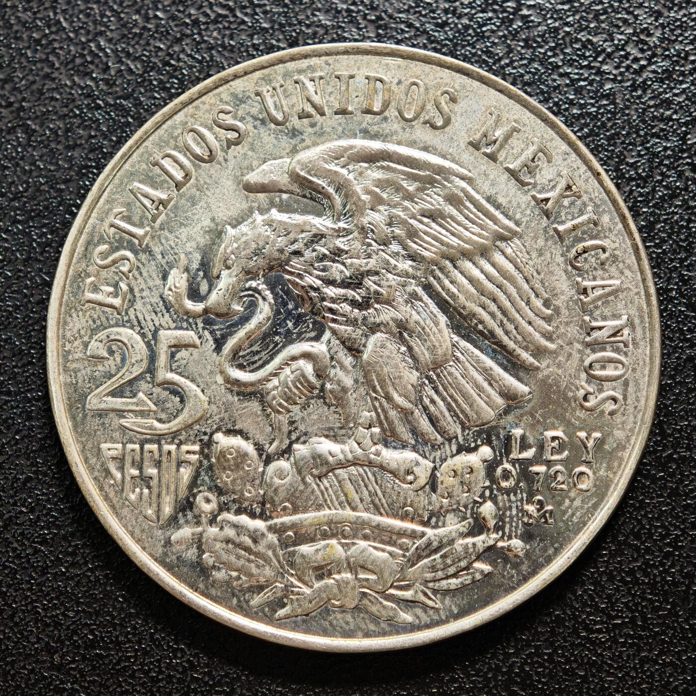 【德藏】世界币章拍卖第167期（拍品征集中~欢迎藏友联系） 1968年 墨西哥奥运会25比索纪念银币 720银 直径约：36.6mm；重约：22.3g