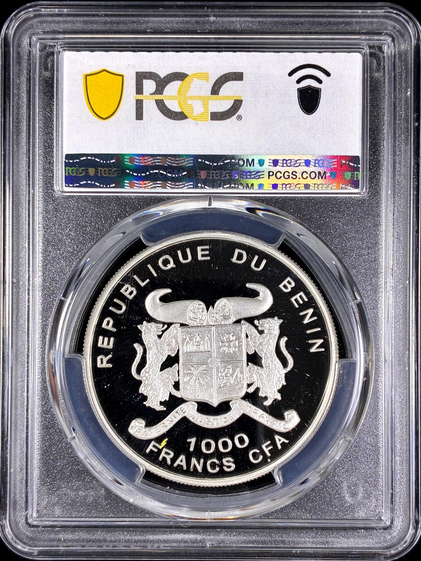 【雨安】【直播拍卖】【第0128期-评级币章】2026-03-14 周六 19:30 (金价1145, 银价22.39) [评级现代] Benin 贝宁 1000法郎 2006年 帆船 PCGS-PR69DCAM 精制币
