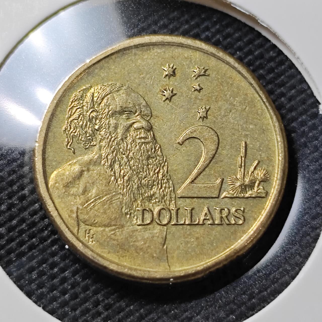 KK钱币收藏小铺   第405期 2月预留时间 周末发货 1988澳大利亚土著人2元 