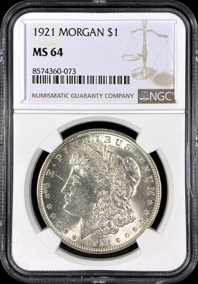 【雨安】【直播拍卖】【第0128期-评级币章】2026-03-14 周六 19:30 (金价1145, 银价22.39) - [评级美洲] USA 美国 1美元 (1878-1921) 摩根 1921年  NGC-MS64