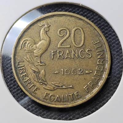 KK钱币收藏小铺   第405期 2月预留时间 周末发货 - 1952法国20法郎 