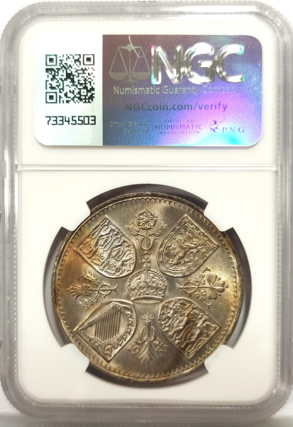 博洋堂世界钱币拍卖第164期（全场包邮） NGC MS65 英国1953年伊丽莎白二世登基纪念克朗，高分带彩