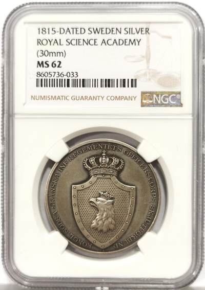 博洋堂世界钱币拍卖第164期（全场包邮） - NGC MS62 瑞典国王的斯科讷步兵团军官射击协会纪念银章，标签与8605736-034那枚相互装反了