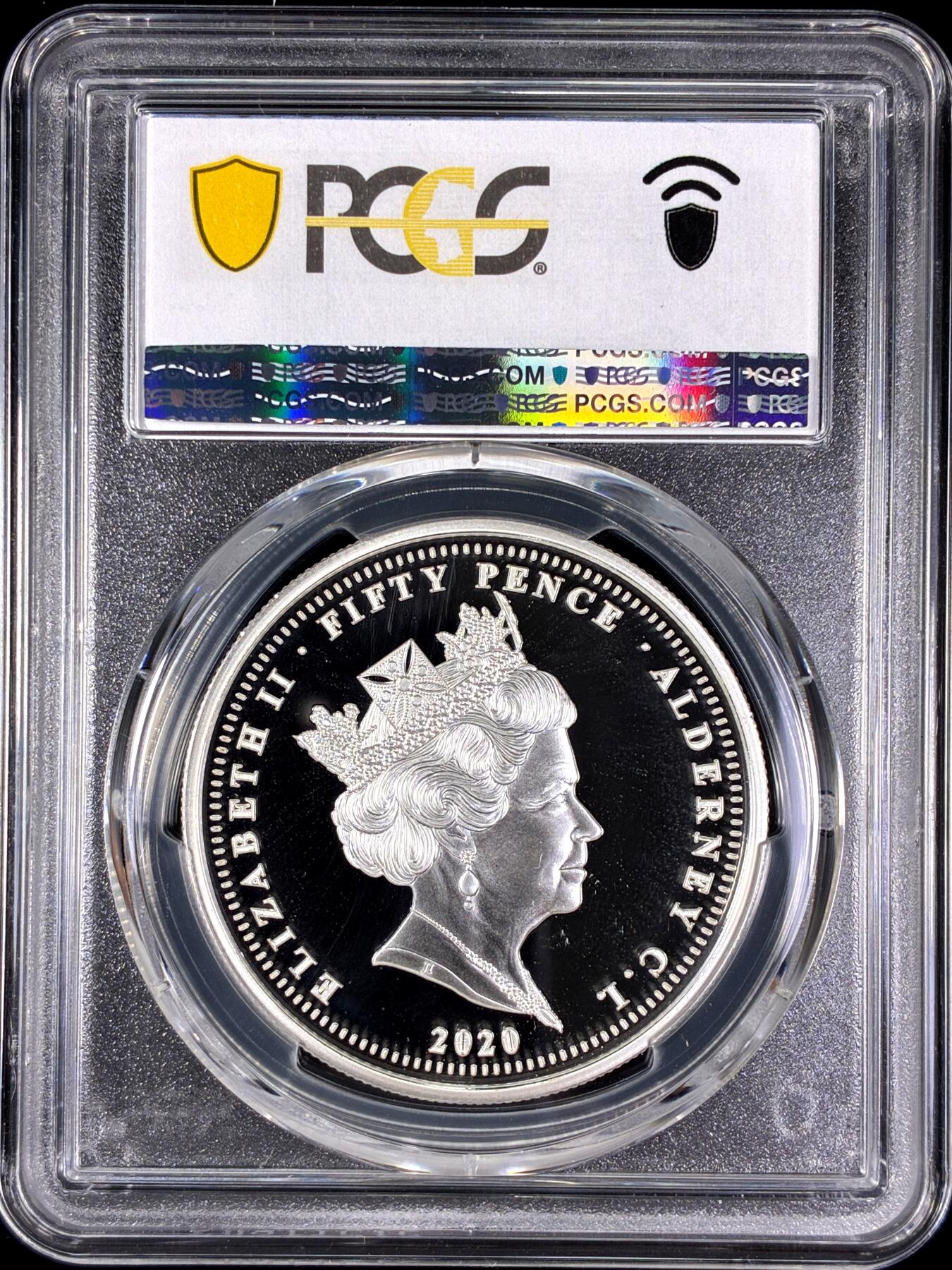 【雨安】【直播拍卖】【第0128期-评级币章】2026-03-14 周六 19:30 (金价1145, 银价22.39) [评级现代] Alderney 奥尔德尼 50便士 2020年 VE-Day PCGS-PR69DCAM 精制币