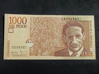 【游宝拍卖】丙午马年第12期 - 哥伦比亚-1000比索【2014年 全新UNC】