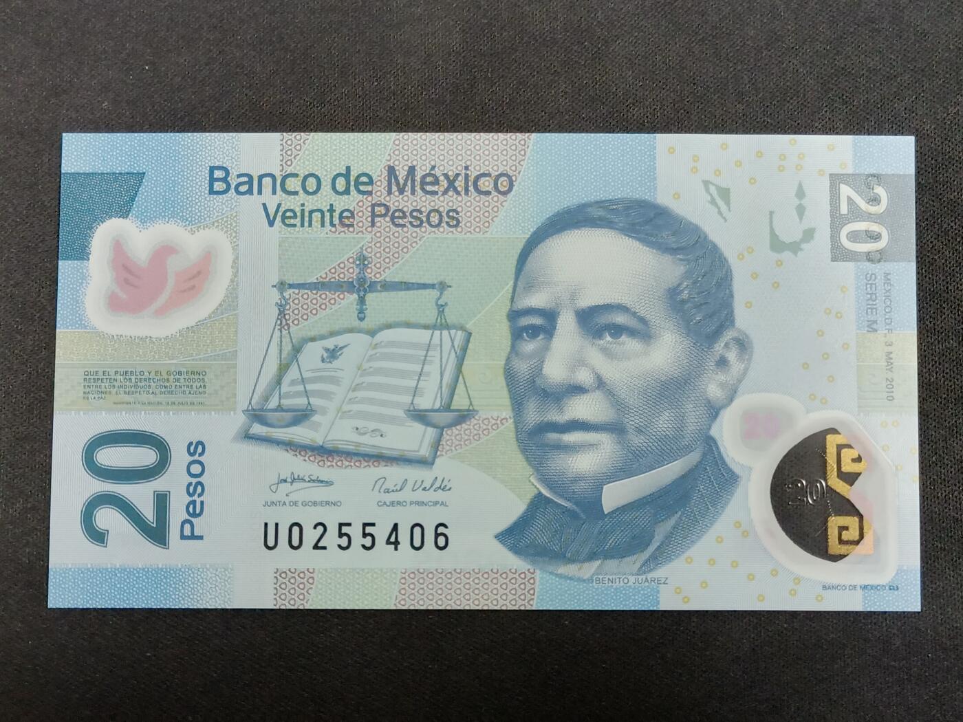 【游宝拍卖】丙午马年第12期 墨西哥-20比索【2010年 全新UNC】