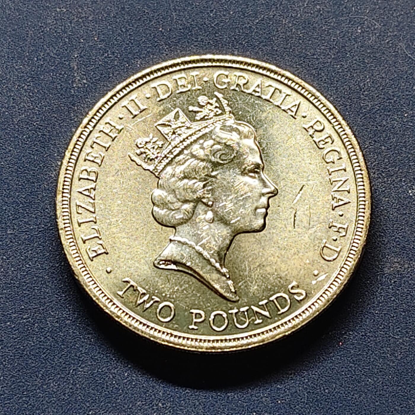 【全场包邮】纯粹捡漏拍510场 英国1989年2镑权利法案300周年圣爱德华王冠纪念币