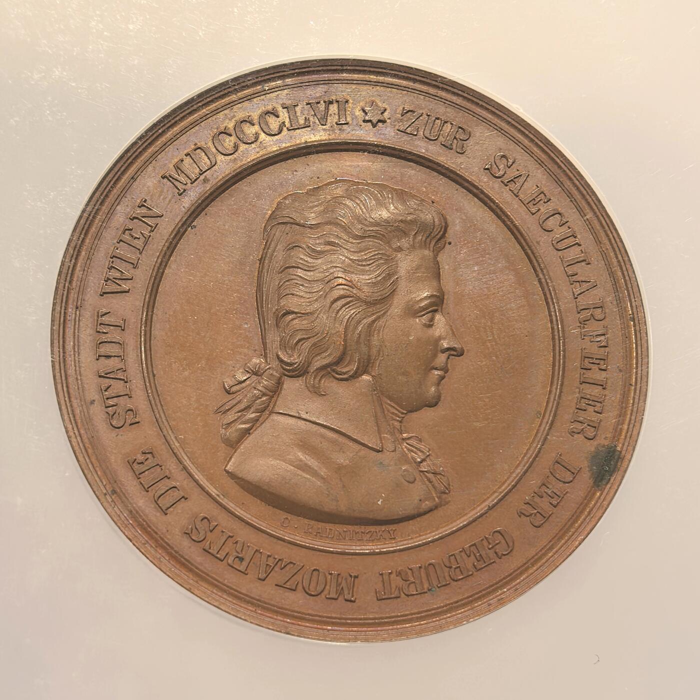 博洋堂世界钱币拍卖第164期（全场包邮） NGC MS64BN 奥地利1856年纪念大音乐家莫扎特诞辰100周年大铜章，50mm，超大盒装！