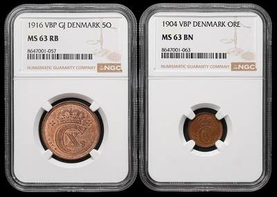 修遠堂世界钱币第107期 - NGC评级 丹麦铜币两枚