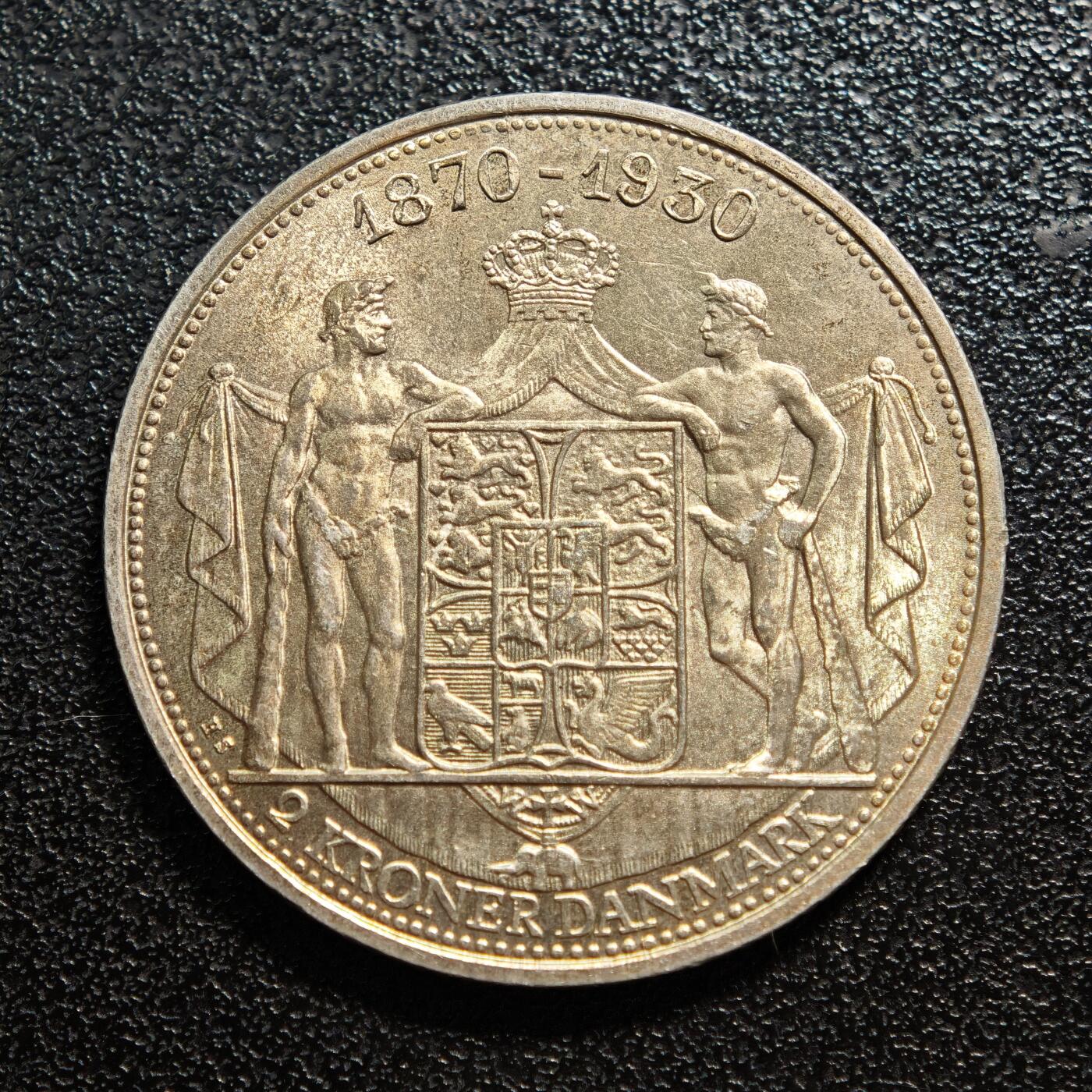 【德藏】世界币章拍卖第167期（拍品征集中~欢迎藏友联系） 1930年 丹麦克里斯蒂安十世2克朗银币 800银 直径约：29.8mm；重约：15g
