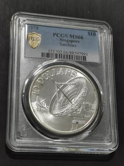 天下钱庄专场欢迎参拍 - PCGS MS66新加坡10元银币