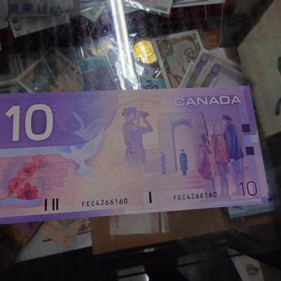 世界钱币～微拍第239期暨2026年第20期  部分尾货整理陆续低价起拍清仓 - 2001年加拿大10元 初版无金属线 全新绝品尾号160