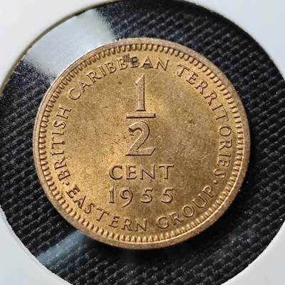 KK钱币收藏小铺   第405期 2月预留时间 周末发货 - 1955英属东加勒比1/2分 