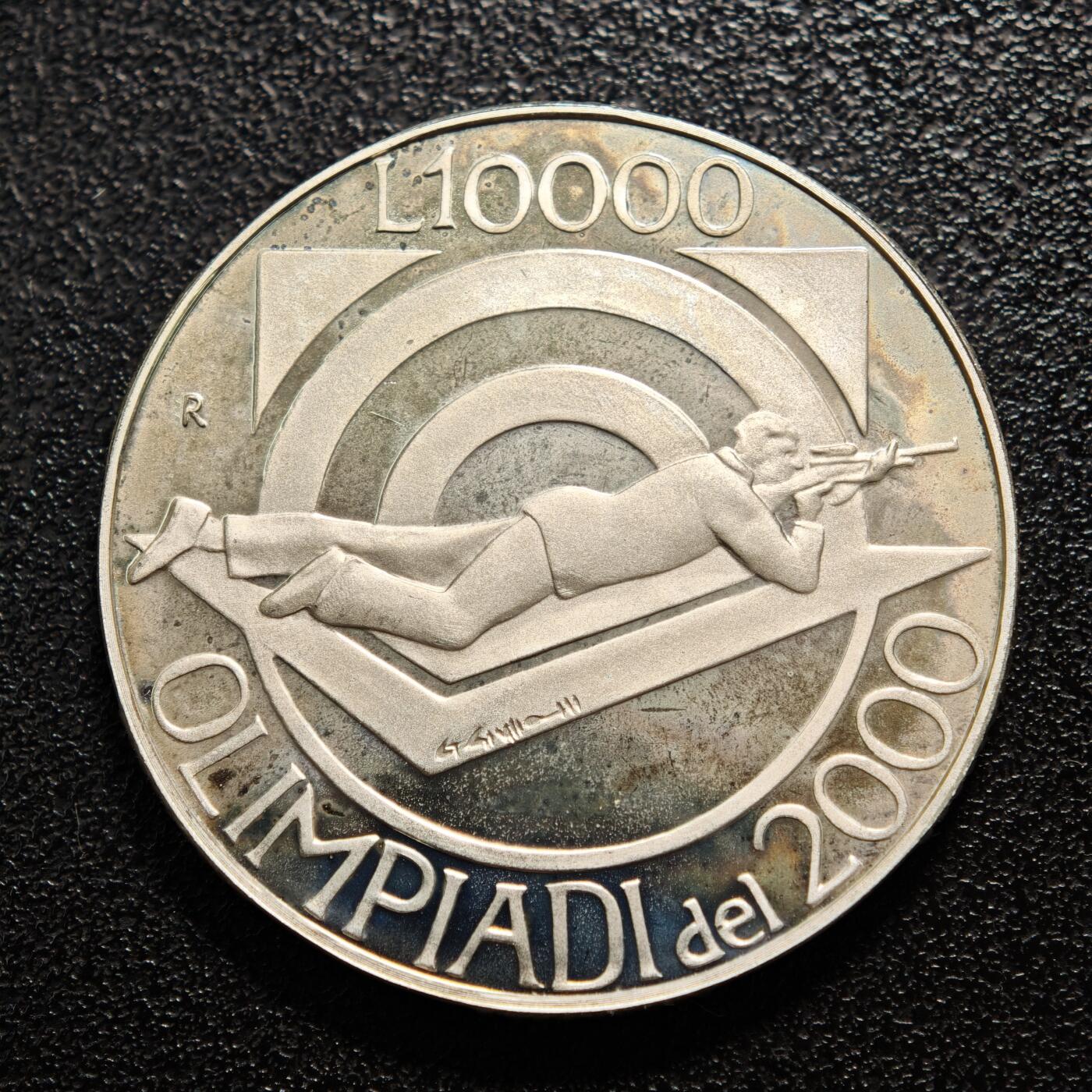 【德藏】世界币章拍卖第167期（拍品征集中~欢迎藏友联系） 1999年 圣马力诺千禧奥运会10000里拉纪念银币 835银 直径约：32.6mm；重约：22g