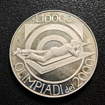 【德藏】世界币章拍卖第167期（拍品征集中~欢迎藏友联系） - 1999年 圣马力诺千禧奥运会10000里拉纪念银币 835银 直径约：32.6mm；重约：22g