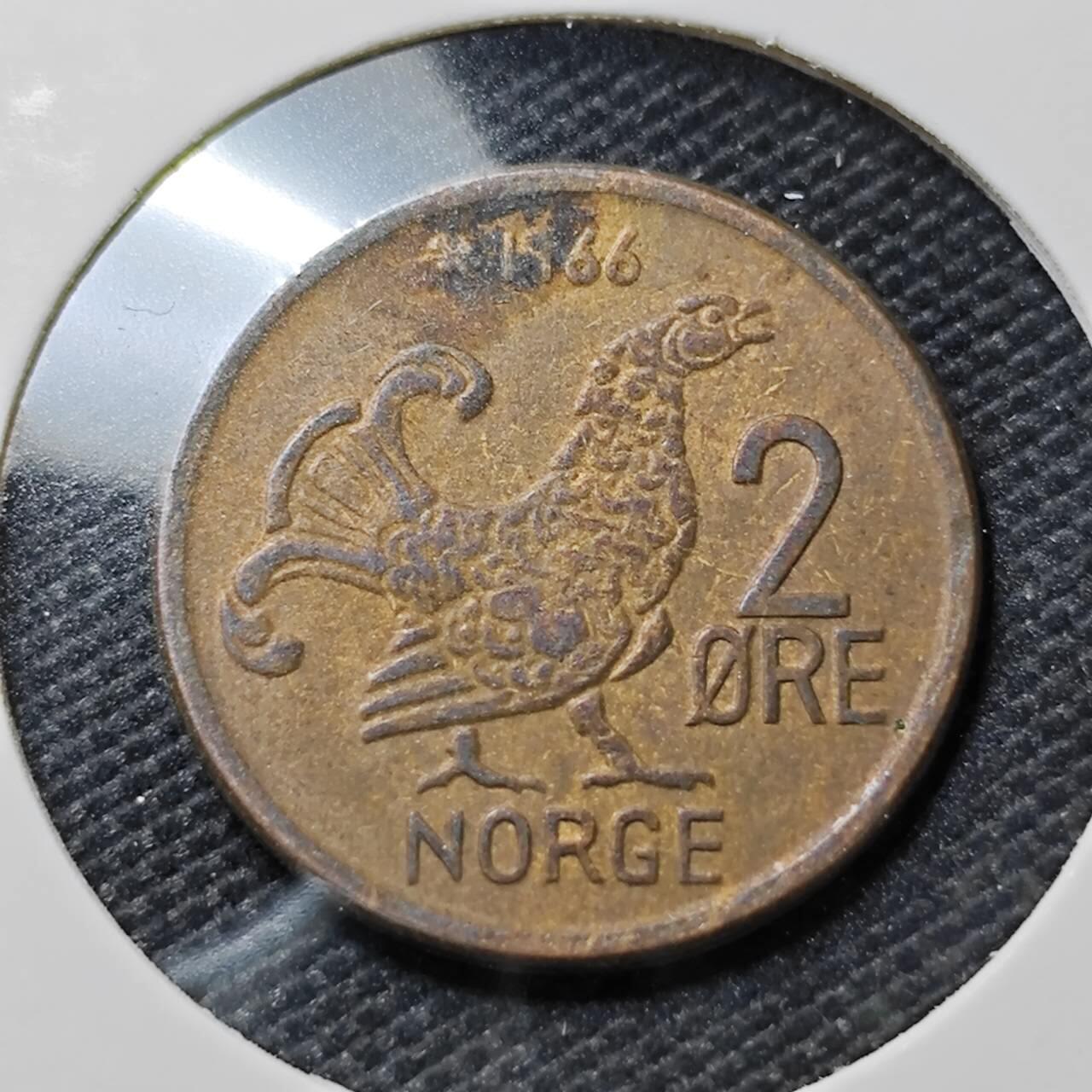 KK钱币收藏小铺   第405期 2月预留时间 周末发货 1966挪威2欧尔 