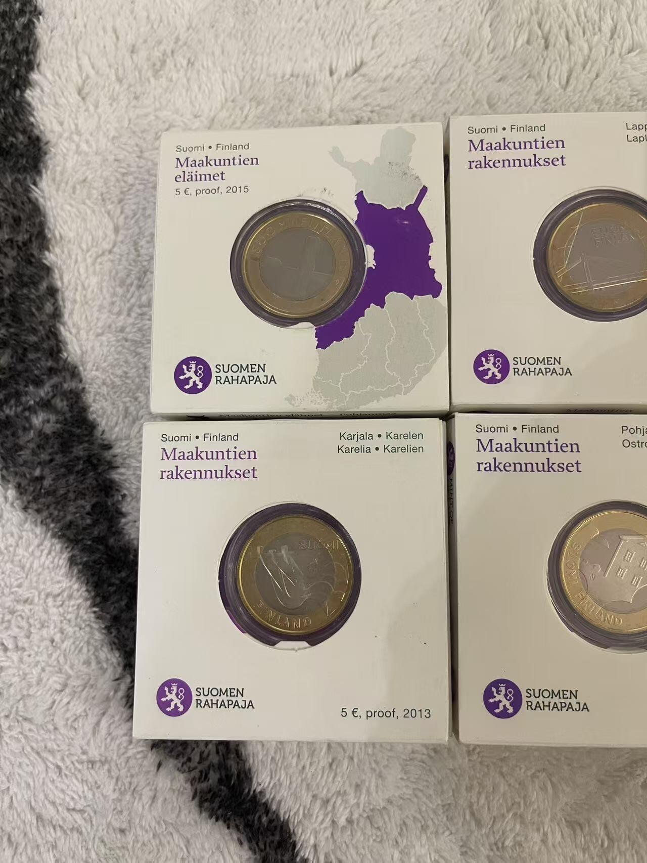 ❤️【币观天下】❤️ 第344期钱币秒杀拍卖场- 2026.3.6周五晚上6点半场 长期征集拍品  芬兰2012-2015属地5欧精制纪念币 全部原包装 6枚打包一起