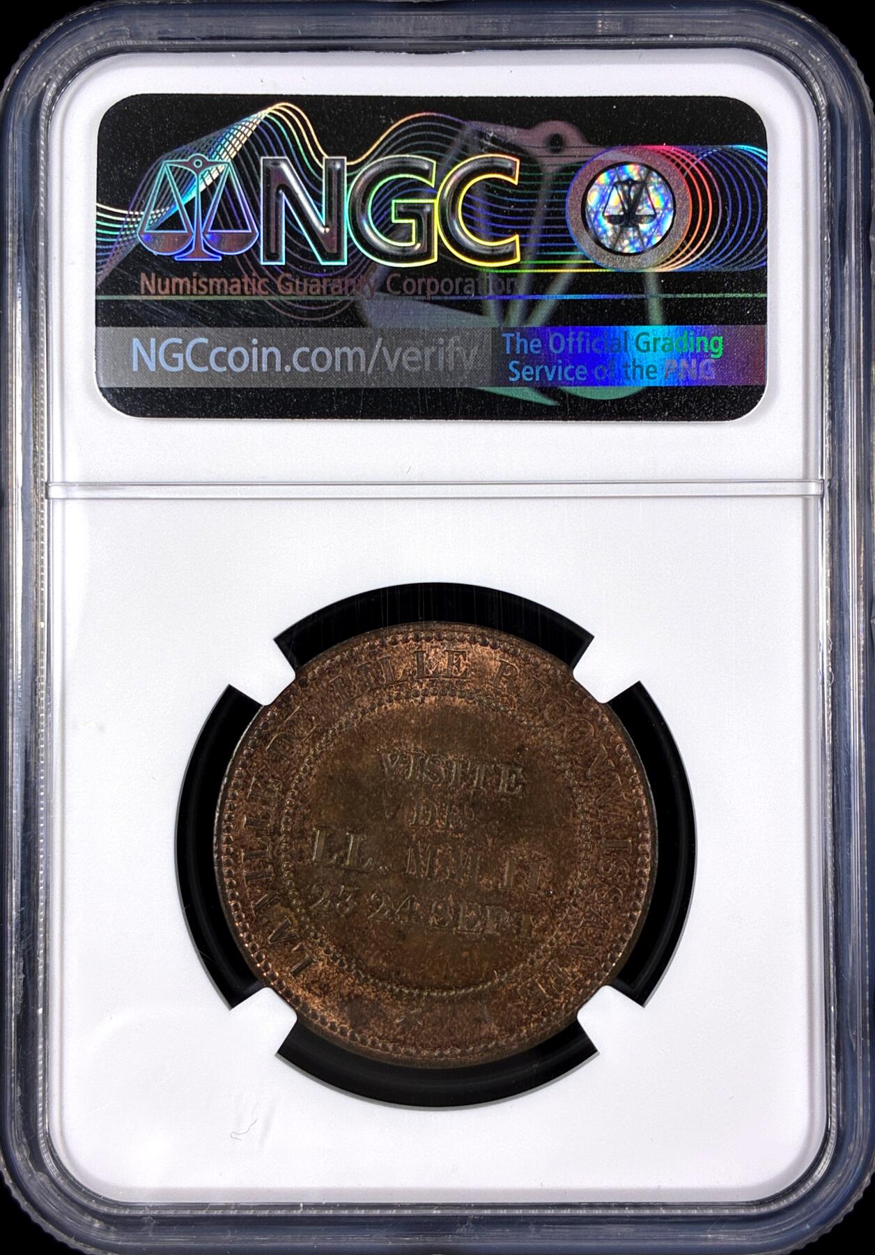 【雨安】【直播拍卖】【第0128期-评级币章】2026-03-14 周六 19:30 (金价1145, 银价22.39) [评级法国] France 法国 样币 Maz-1751b 10分 1853年 拿破仑三世  NGC-MS63