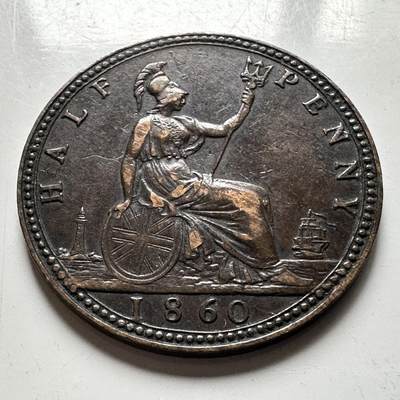 🌹外币初藏🌹🐯2026年第28场   每周二四六晚8️⃣点 接代拍 - 英国1860年维多利亚半便士