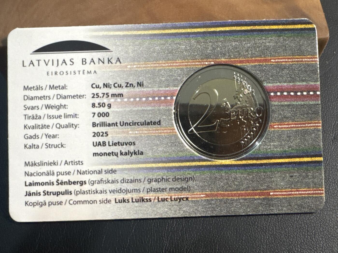 ❤️【币观天下】❤️ 第344期钱币秒杀拍卖场- 2026.3.6周五晚上6点半场 长期征集拍品  拉脱维亚 2025年 历史文化分区Selija 2欧元官方卡币