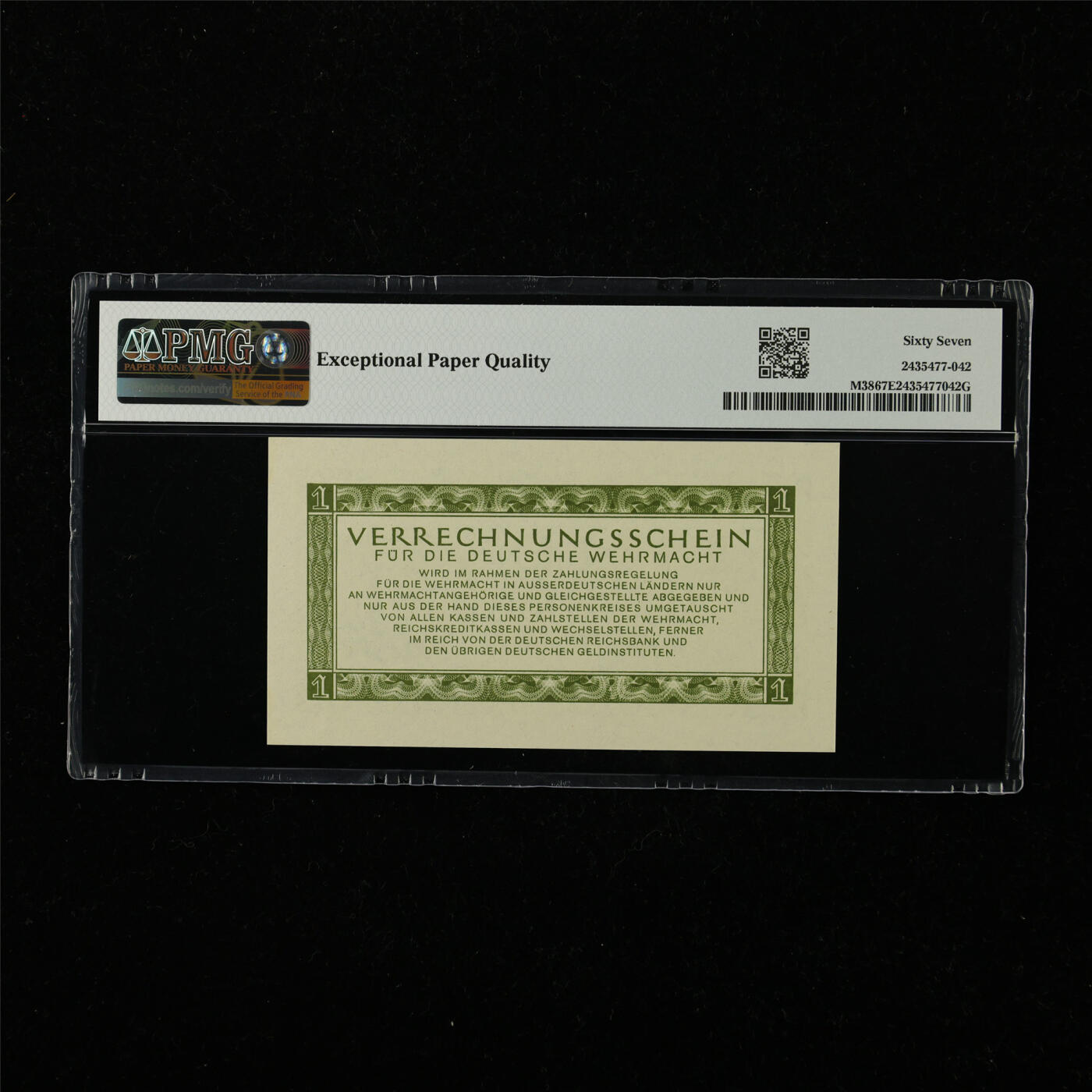 【亘邦集藏】第222期拍卖 1944年 德国1马克 PMG 67EPQ 2435477-042