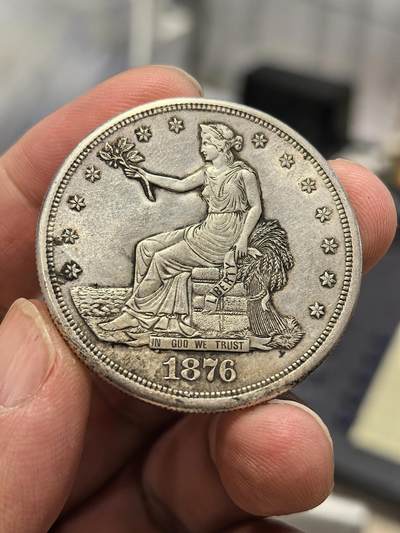 博洋堂世界钱币拍卖第164期（全场包邮） - 美国1876年S版拿花贸易银币 真银假币 含银量90%左右 NGC已做出真假评判