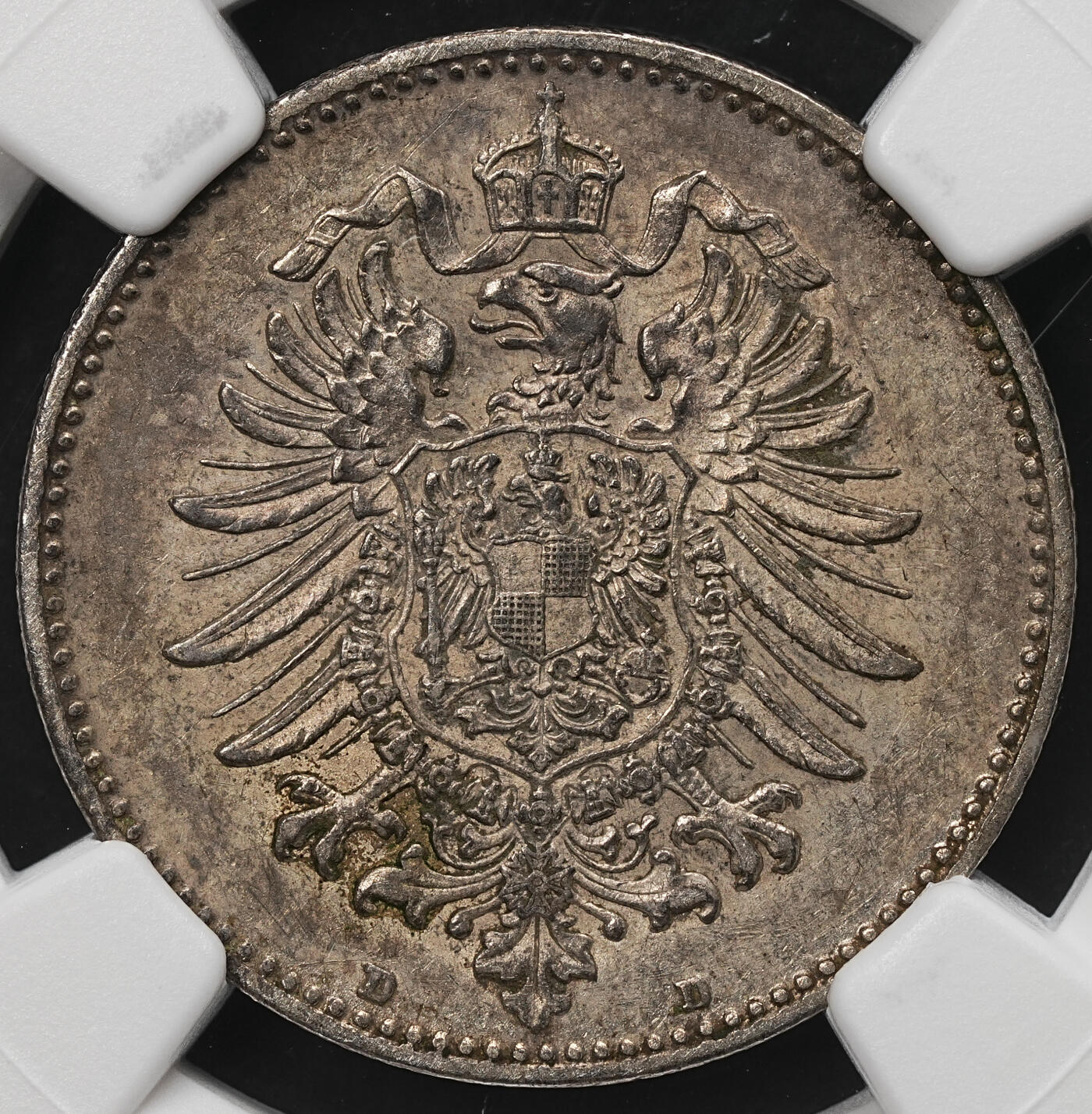 修遠堂世界钱币第107期 NGC AU55 1874年德国1马克银币，D厂铭