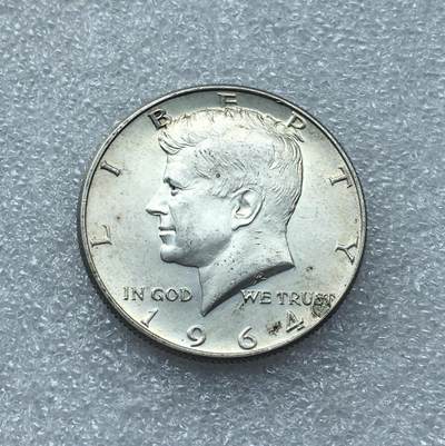 世界钱币专场拍卖 每周二开拍 - 1964年美国肯尼迪半美元银币 12.5克 90%银