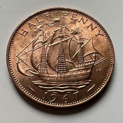 🌹外币初藏🌹🐯2026年第28场   每周二四六晚8️⃣点 接代拍 - 英国1967年伊丽莎白二世半便士 b