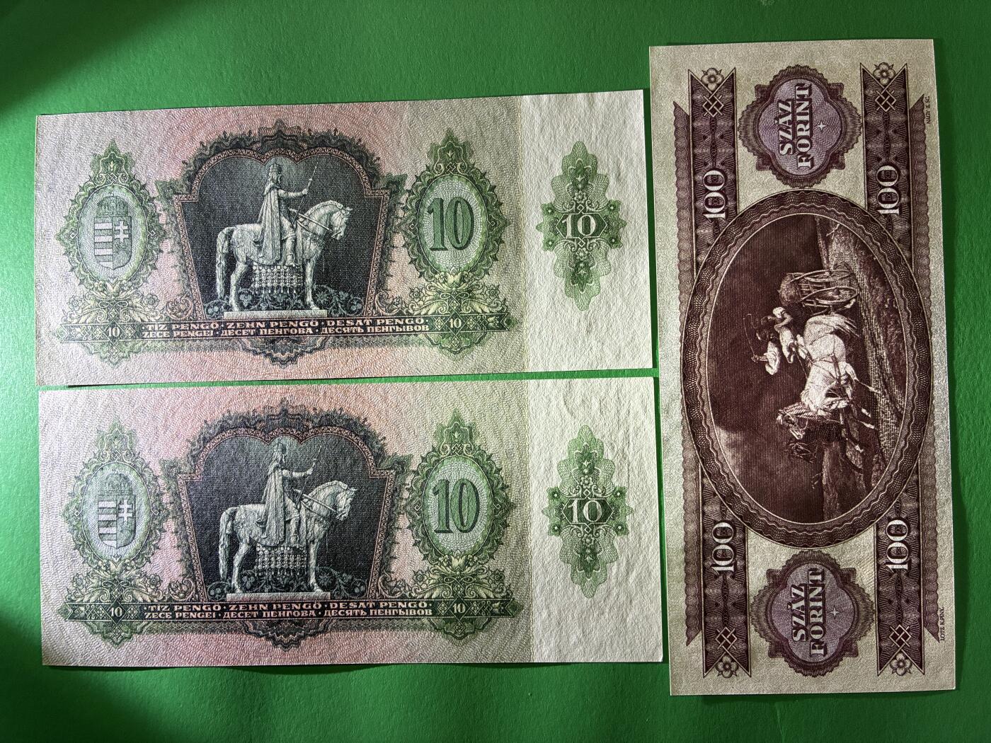 咖啡豆•收藏 2026年Mar_18th世界各国纸币拍卖 3枚 匈牙利 10彭戈&100福林 全新UNC 外国纸币