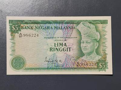 3月13号晚上8点 外国纸币自动截拍第37场 - 马来西亚 1976年 第三版 5林吉特 几乎全新